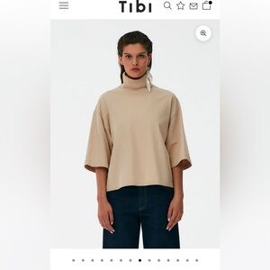 Tibi Punto Milano Turtleneck in Light Toffee